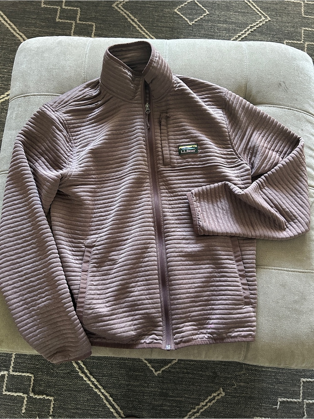 L.L. Bean Men's Quilted Full-Zip Jacket in Mauve